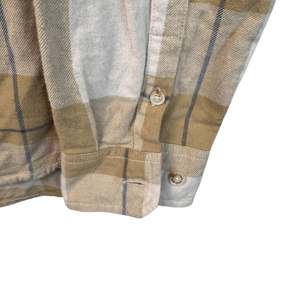 Salty Crew Mens Button Up Shirt L Large Flannel Plaid Beige Long Sleeve - Picture 8 of 13